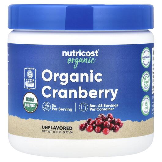 Основное фото товара Nutricost, Клюква, Organic Cranberry Unflavored, 227 г
