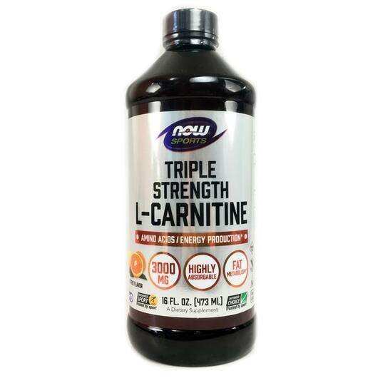 Основне фото товара Now, L-Carnitine Liquid, L-Карнитин 3000 мг, 473 мл