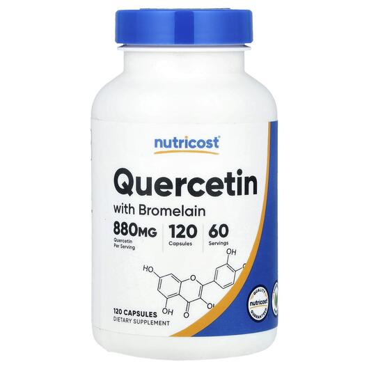 Основне фото товара Nutricost, Quercetin with Bromelain, Кверцетин, 120 капсул