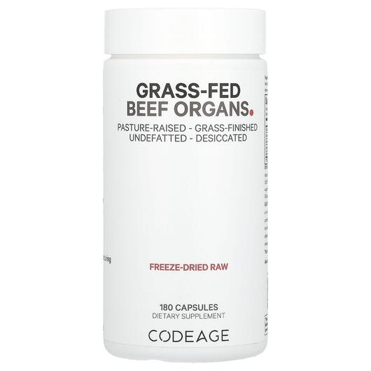 Основне фото товара CodeAge, Grass-Fed Beef Organs, Яловичий Желатин, 180 капсул
