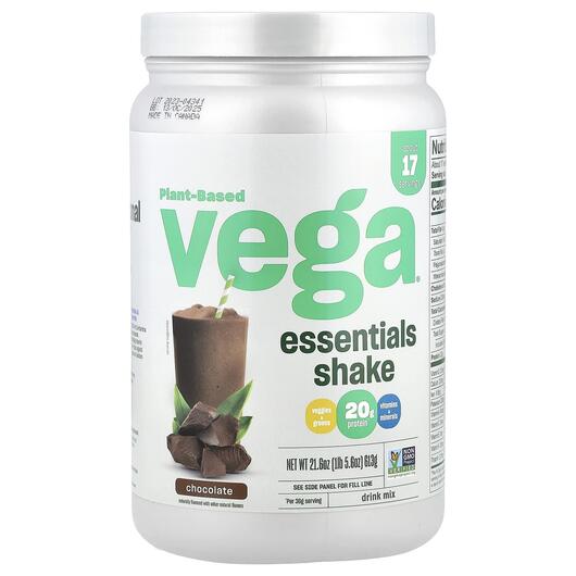 Основне фото товара Vega, Plant-Based Essentials Shake Chocolate, Протеїн, 613 г