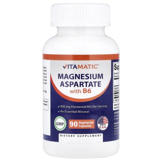 Основное фото товара Vitamatic, Магний, Magnesium Aspartate with B6, 90 капсул