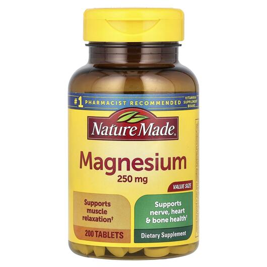 Основне фото товара Nature Made, Magnesium 250 mg, Магній, 200 таблеток