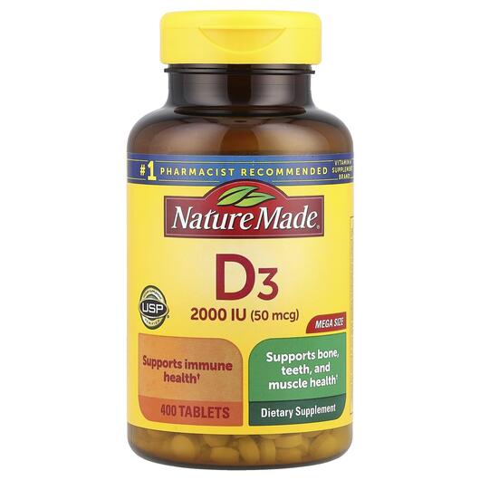 Основне фото товара Nature Made, Vitamin D3 Mega Size, Вітамін D, 400 таблеток