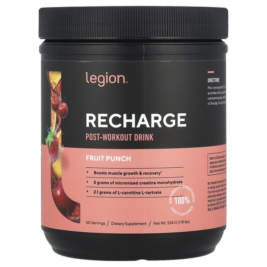 Основне фото товара Recharge Post-Workout Drink Fruit Punch, Пост Вокраут, 534 г