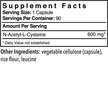 Фото складу NAC N-Acetyl-L-Cysteine 600mg, N-ацетилцистеїн, 90 капсул