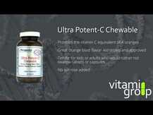 Metagenics, Ultra Potent-C Chewable Natural Orange Blast